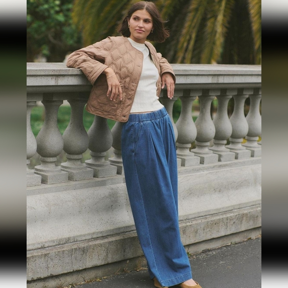 Allison Pleated Wide Legged Denim Trouser